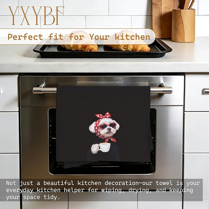 Funny Maltese Coffee Kitchen Towels 16x24 Inches, Gifts - Image 3
