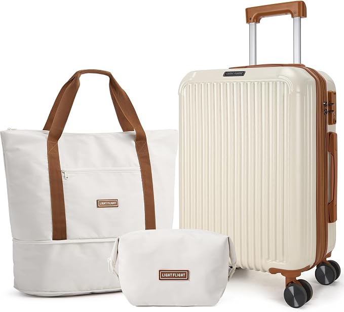 LIGHT FLIGHT 3-Piece Luggage Sets, Expandable Carry On Luggage 22x14x9 Airline by LIGHTFLIGHT