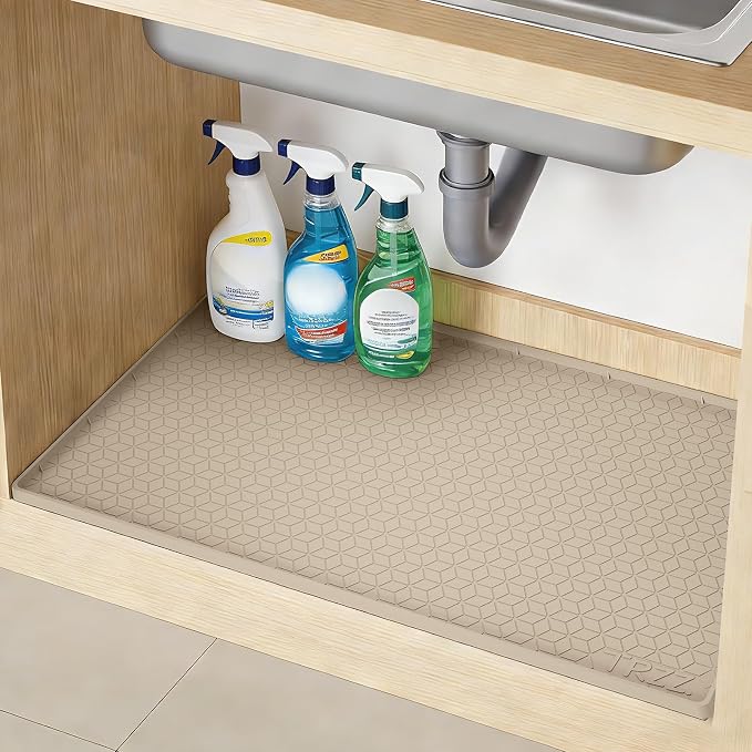 TRZZ Silicone Waterproof Under Sink Mat 22" x 19", Drip Tray and Cabinet Liner by TRZZ