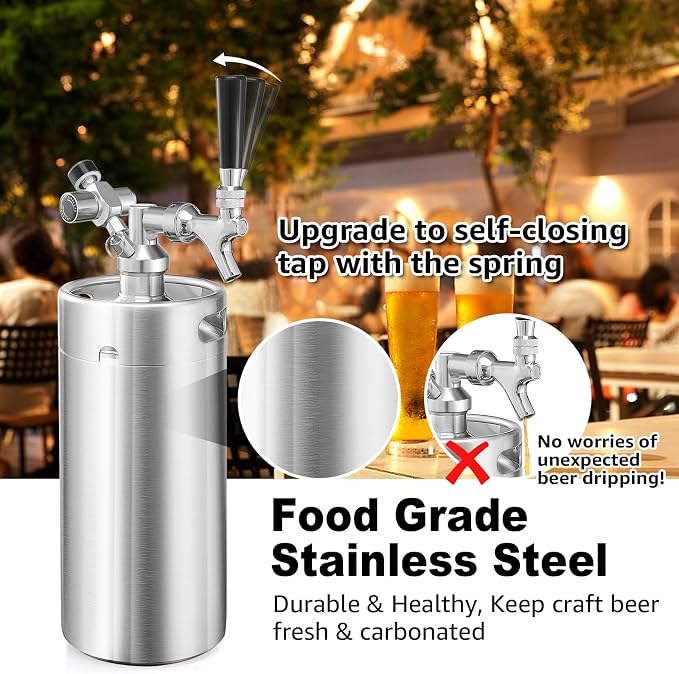 Ferroday Mini Keg Growler Tap System, 128Oz Mini Beer Growler, Stainless Steel - Image 3