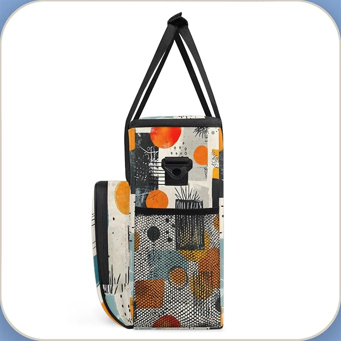 Abstract Modern Geometric Coffee Maker Carring Bag, Large Insulated Storage - Image 4