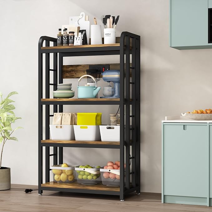 SIREDEEP Bakers Rack with Power Outlet ，4-Tier Kitchen Baker's Rack, Microwave - Image 10