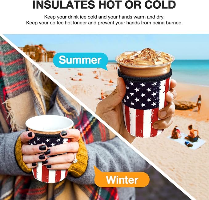 3 Pack Iced Coffee Cup Sleeve for Large Sized Cups, Reusable Neoprene Iced - Image 4