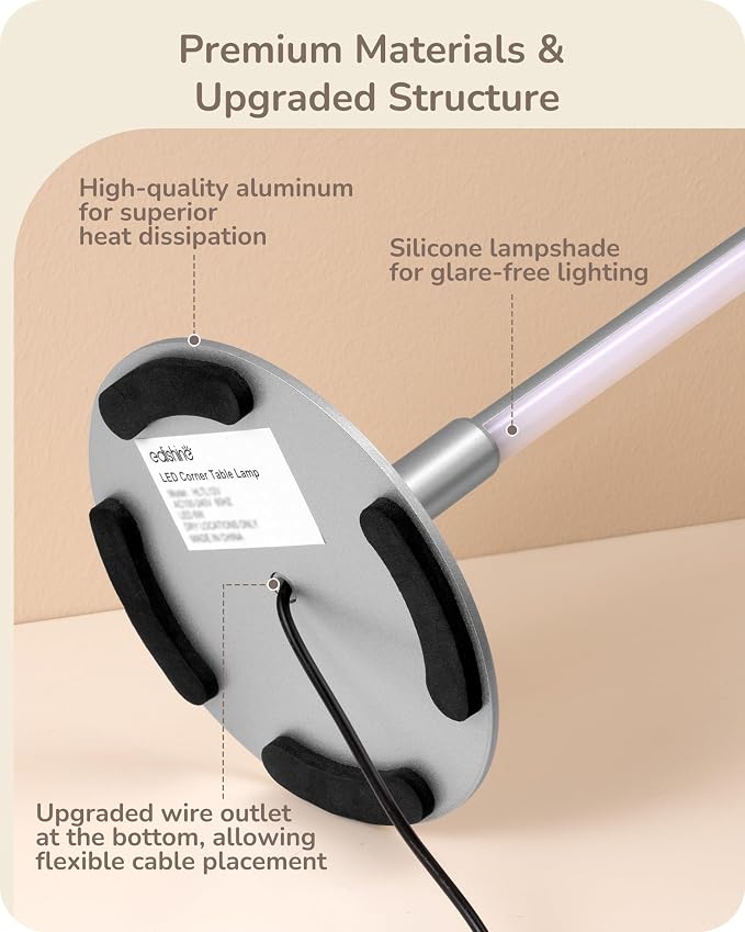 EDISHINE Upgraded LED Table Lamp, Stepless Dimmable Bedside Lamp - Image 2