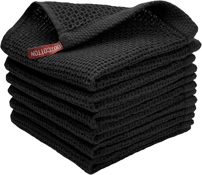 100% Cotton Waffle Weave Kitchen Towels, 6 Pack Dish Cloths by FreeNook