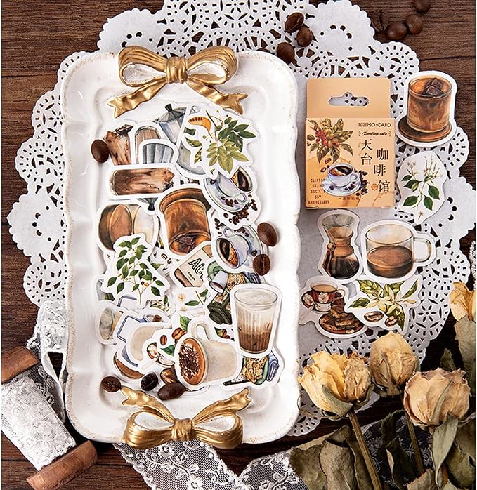 Scrapbooking DIY Sticker Set Coffee Drink Coffee Beans Branch Cup Pot - Image 4