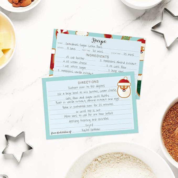 Christmas Cookie Recipe Cards / 50 Double Sided Winter Holiday Blank Recipes - Image 4