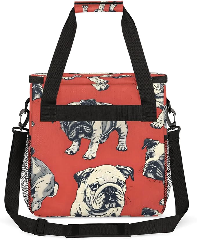 Bulldog Dogs Coffee Maker Carring Bag, Large Insulated Storage Organizer Case - Image 5