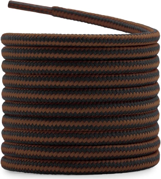 DELELE 2 Pair Round Boot Laces Outdoor Hiking Walking Shoelaces Dual Coloured by DELELE