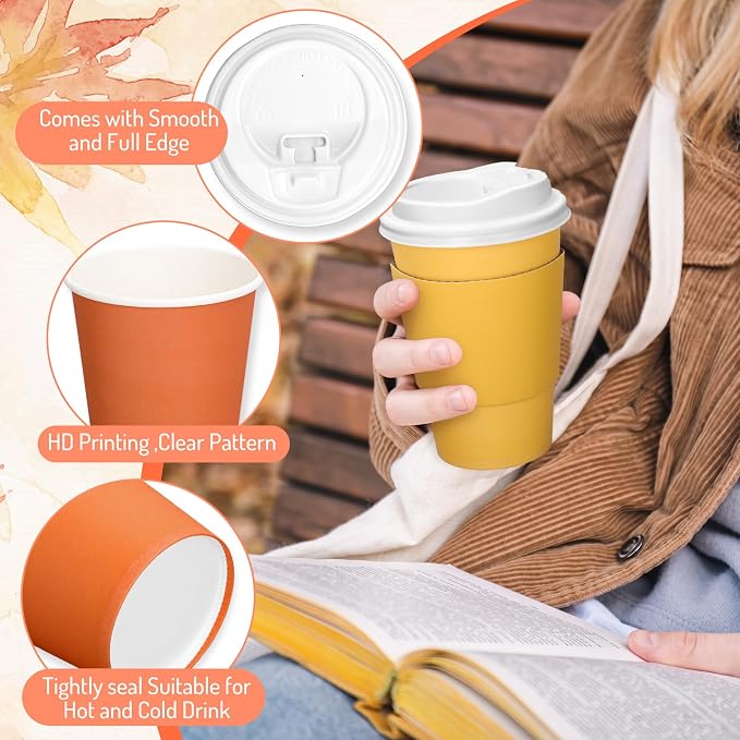 Whaline 60 Set Fall Disposable Coffee Cups - Image 3