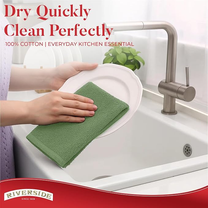 RIVERSIDE Bar Mop Towels Pack of 12, 16x19 Inches, 100% Ring Spun Cotton Terry - Image 5