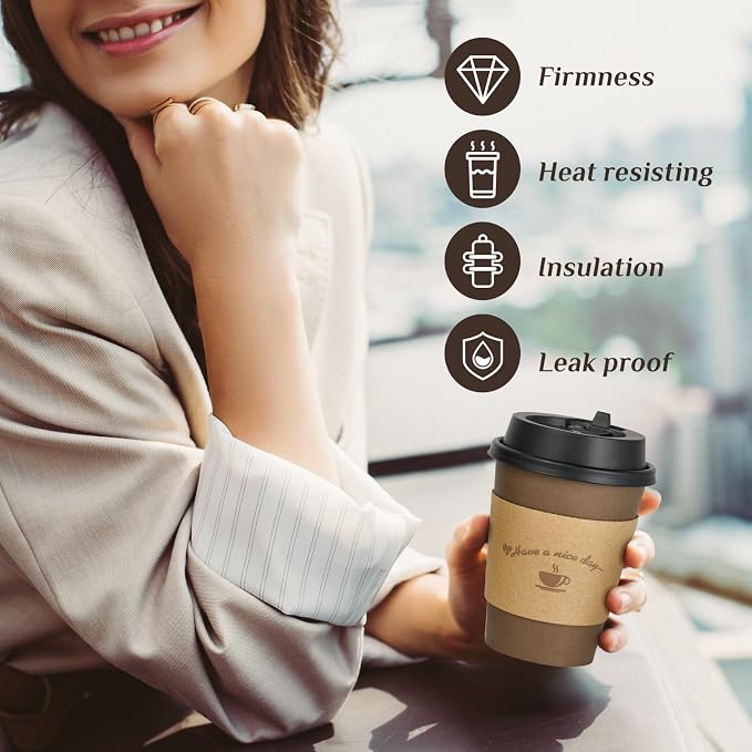 LITOPAK 100 Pack 12 oz Paper Coffee Cups - Image 6