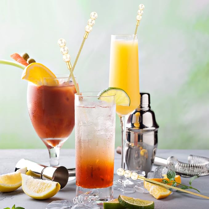 Exquisite Gold Pearl Stainless Steel Coffee Beverage Stirrers Stir Cocktail - Image 3