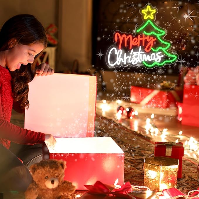 Merry Christmas Neon Sign for Wall Decor, Dimmable Christmas Tree Neon Signs - Image 6