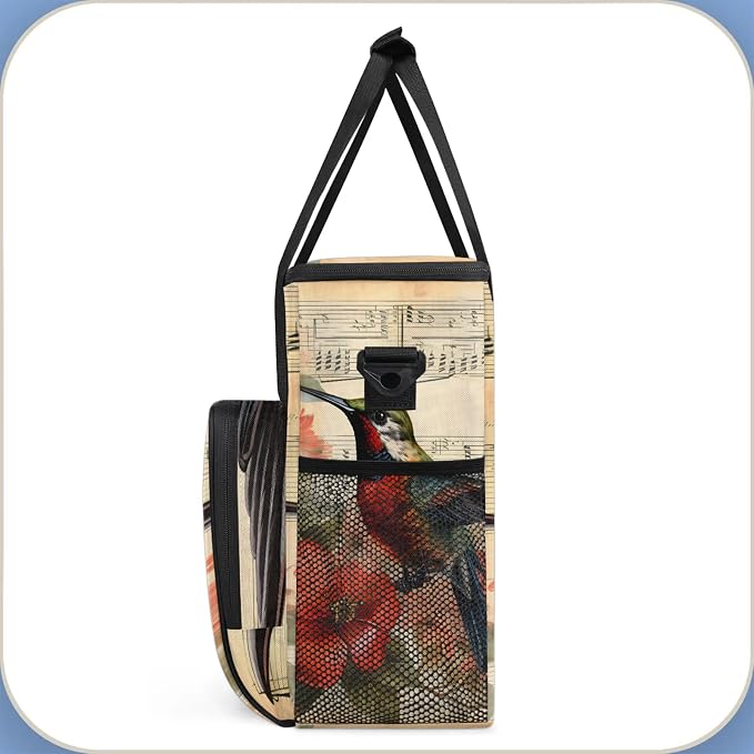 Hummingbird Notes Coffee Maker Carring Bag, Large Insulated Storage Organizer - Image 4