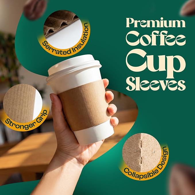 50 Pcs Coffee Cup Sleeves Disposable – Corrugated Kraft Paper Cup Sleeves - Image 3