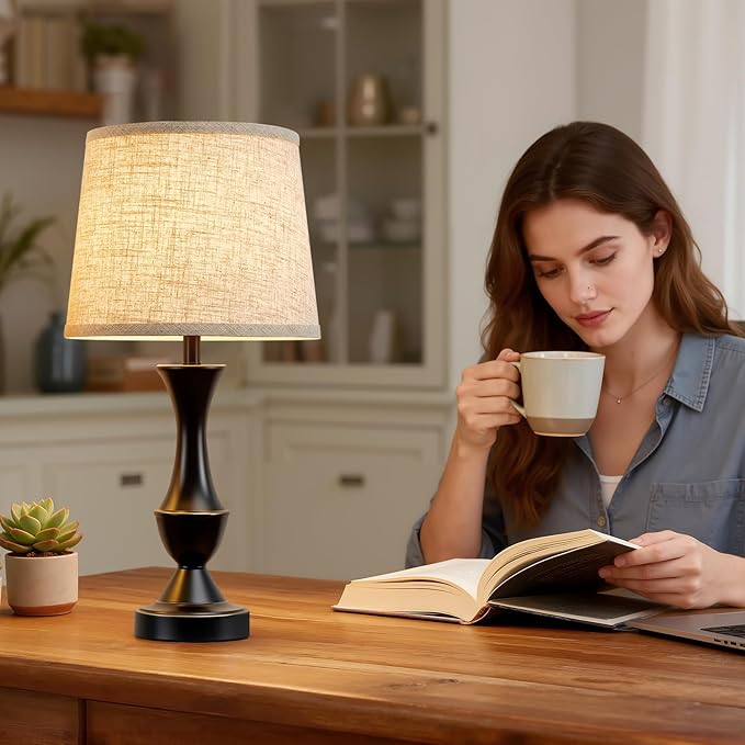 Luvkczc Table Lamp Set of 2, Linen Shade Desk Lamps - Image 4