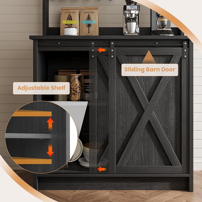 4ever2buy Farmhouse Coffee Bar Cabinet - Image 4