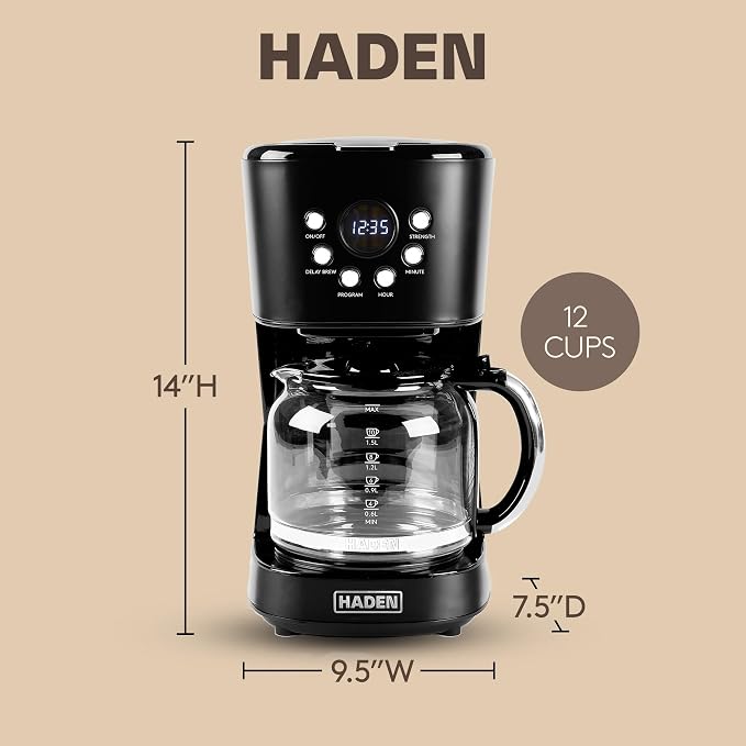 HADEN Coffee Machine, 12 Cup Programmable Drip Coffee Maker - Image 4