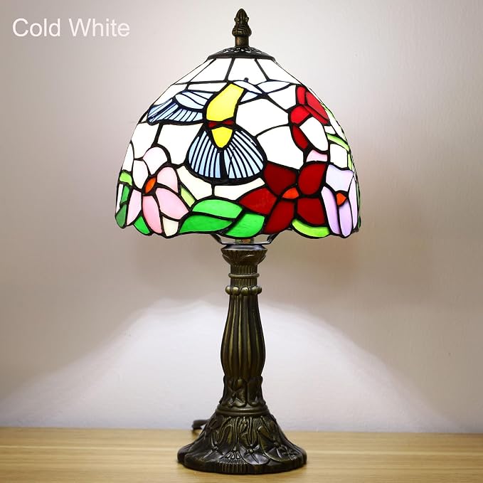 Tiffany Style Table Lamp, Hummingbird Style Stained Glass Lamp, 8 Inch Small - Image 4