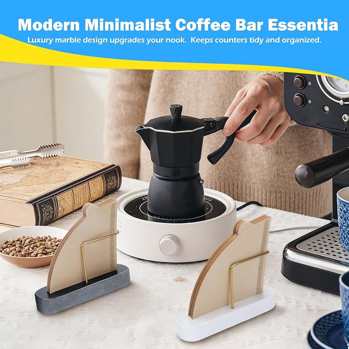 Coffee Filter Holder for Counter, Non-Slip Marble Base Cone Filter Stand for - Image 6