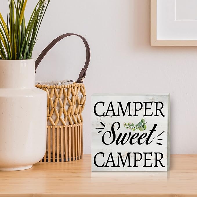 Camper Sweet Camper Wood Box Sign Home Decor Rustic Camping Quote Wooden Box - Image 5