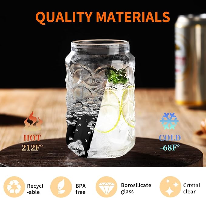 Jiuchen Glass Cups with Lids & Glass Straws 2PCS Set 18oz - Image 3