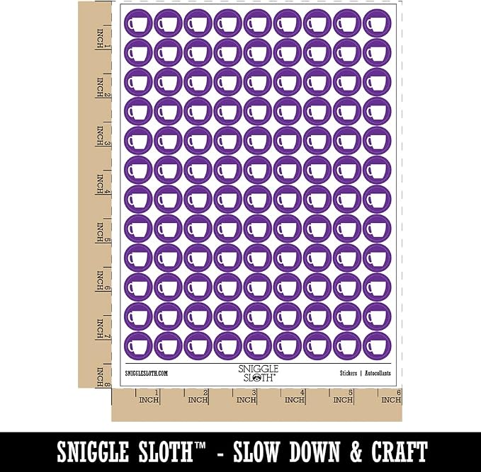 Coffee Mug Cup Solid 200+ Round Stickers - Image 2