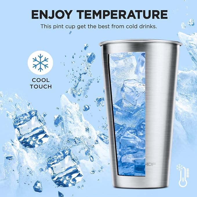HAUSHOF Pint Cup, 20 oz Stainless Steel Cups, Stackable Metal Drinking Cups - Image 7