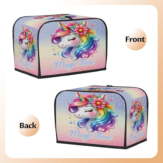 Unicorn Rainbow Animal Toaster Cover 2 Slice Wide Slot Washable Appliance - Image 3