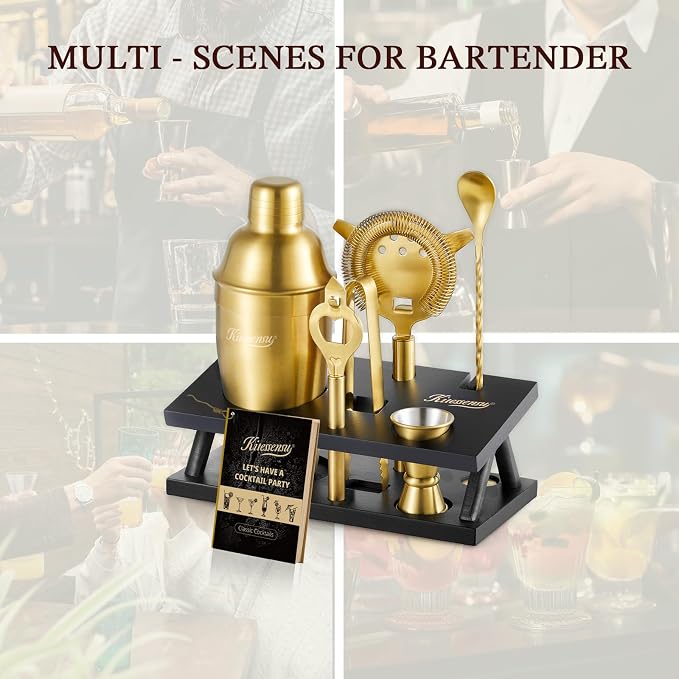 KITESSENSU Cocktail Shaker Set Bartender Kit, 6-Piece Silver Bar Set - Image 8