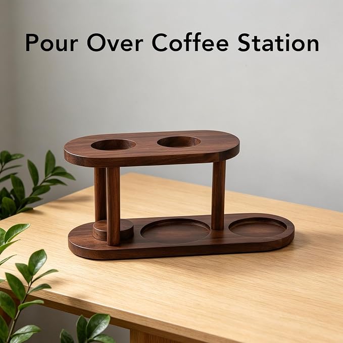 Pour Over Coffee Station, Solid Wood Coffee Dripper Stand, Elevated Brewing - Image 4