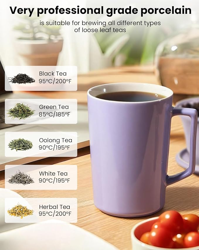 15 OZ Ceramic Tea Cup with Infuser and Lid, Tea Mug with All-Porcelain Strainer - Image 5