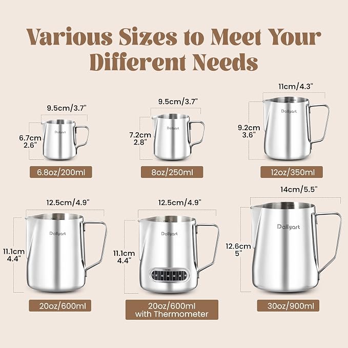 Milk Pitcher, Dailyart Stainless Steel Milk Frothing Pitcher - Image 2