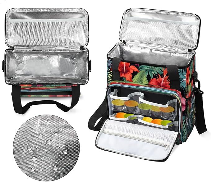 Tropical Palm Leaves Hibiscus Flowers Coffee Machine Bag Compatible - Image 3