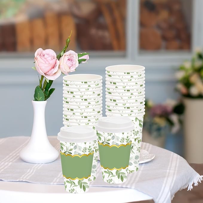 JarThenaAMCS 50 Pcs Greenery Coffee Cups - Image 7