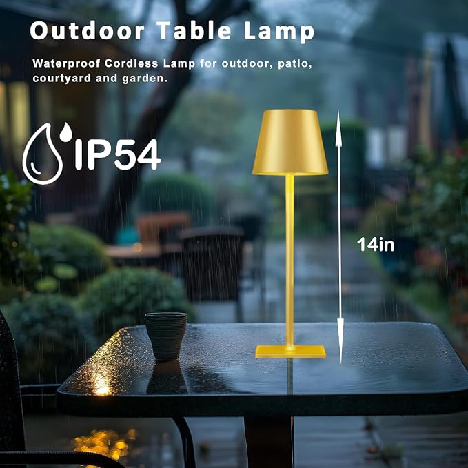 4 Pack Gold Led Cordless Table Lamps-Rechargeable Lamp Set of 4, Tabletop - Image 6