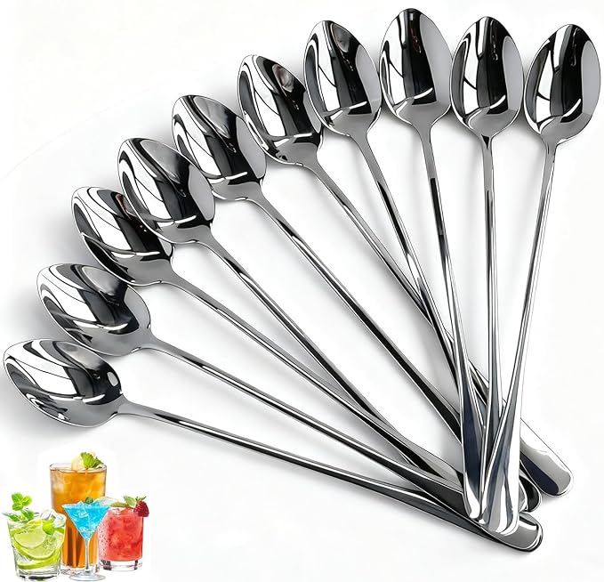 10pcs Long Handleice Tea Spoon, Long Cocktail mixing Stir Spoon, Stainless by Unknown