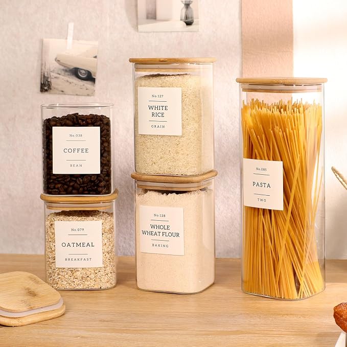 5 Pack Square Glass Pantry Storage Containers - Image 6