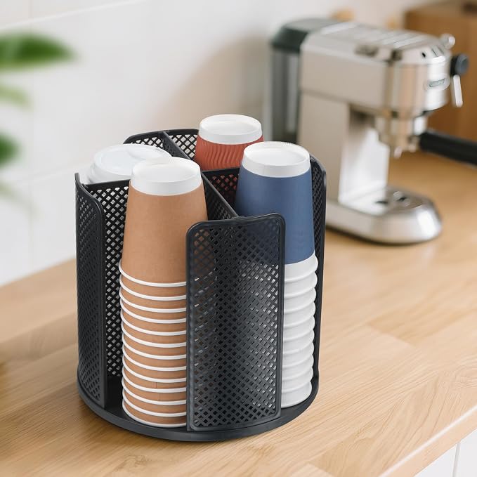Cup and Lid Organizer, 360° Rotatable Coffee Cup Holder - Image 6