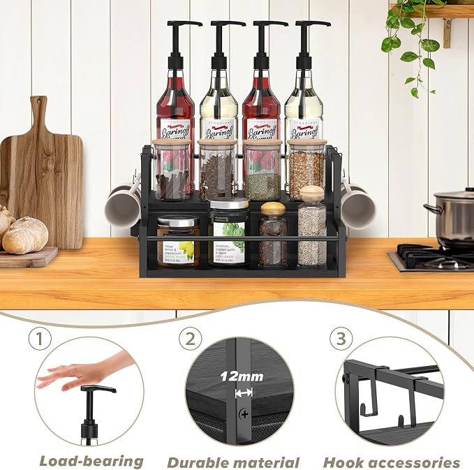 Coffee Syrup Organizer for Countertop, 2-Tier Coffee Bar Organizer - Image 5