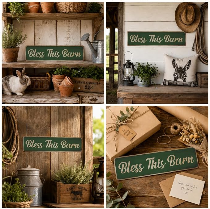 Bless This Barn Sign, Rusty Metal Tin Signs 15.8x4 inches, Decorative Wall - Image 6