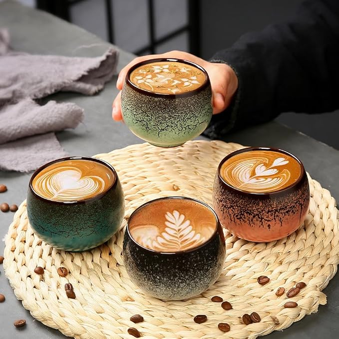 Gradient Crackle Glaze Ceramic Espresso Cups, 6.08oz/180ml Small Demitasse - Image 8