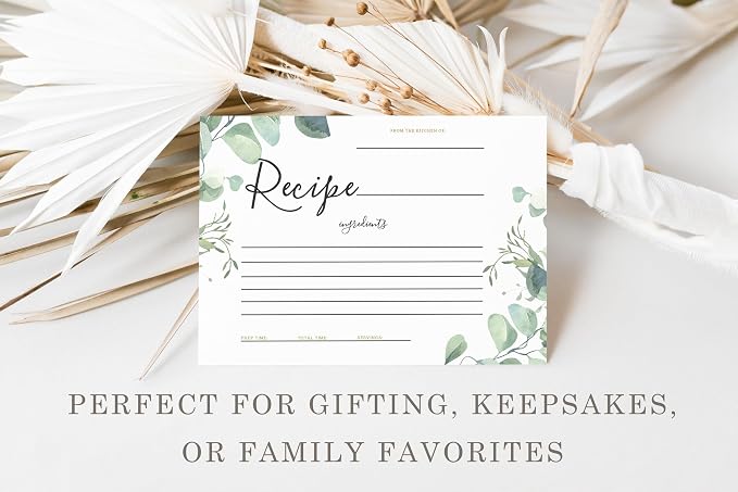 Your Main Event Prints 50 Eucalyptus Double-Sided Recipe Cards – Perfect - Image 4