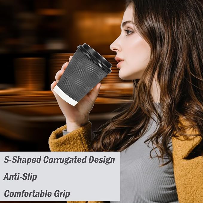 Lamosi 50 Pack 8 oz Disposable Coffee Cups - Image 4