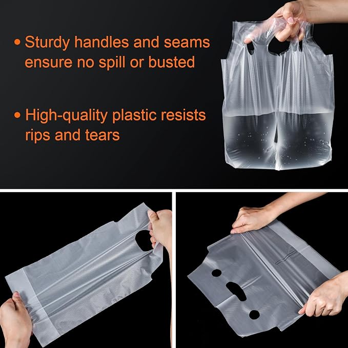 Elyfree 200 Pcs Drink Carrier for Delivery, Portable Take Out Bags - Image 2