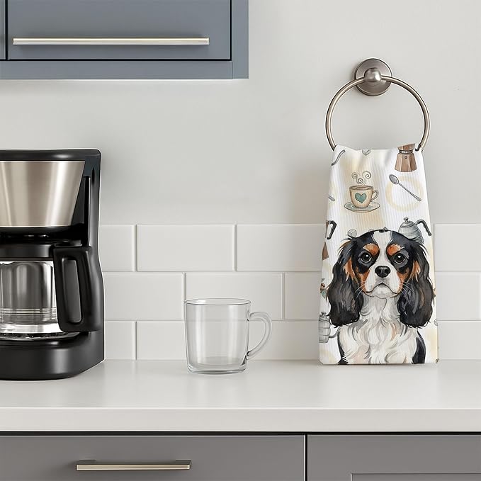 Caroline's Treasures Tricolor Cavalier Spaniel Coffee Bar Kitchen Towel Velour - Image 3