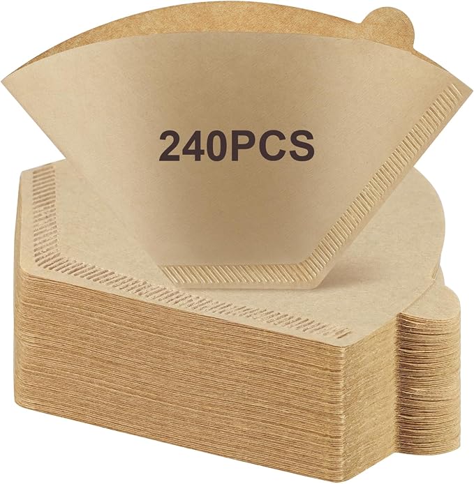 240Pcs Coffee Filters #4, Unbleached Natural Coffee Filters 8-12 Cup, by Prudiut