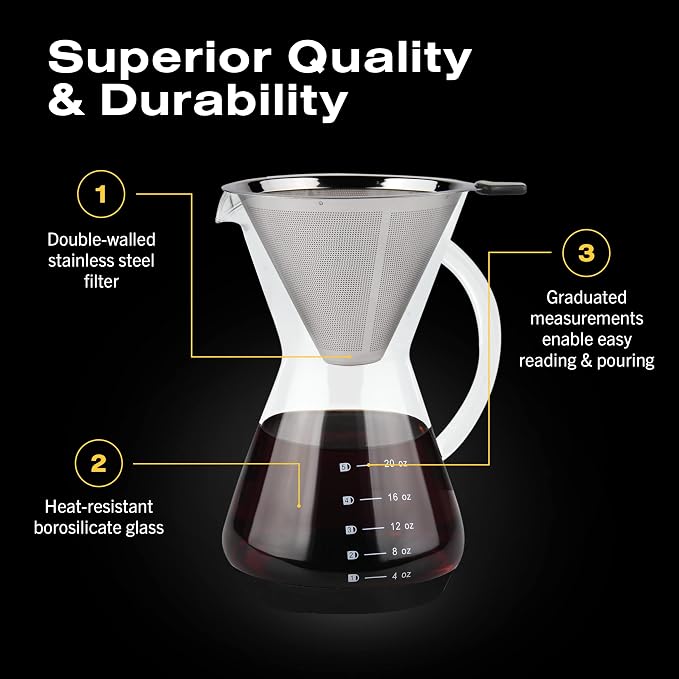 Bean Envy Pour Over Coffee Maker, High-Heat Borosilicate Glass - Image 4