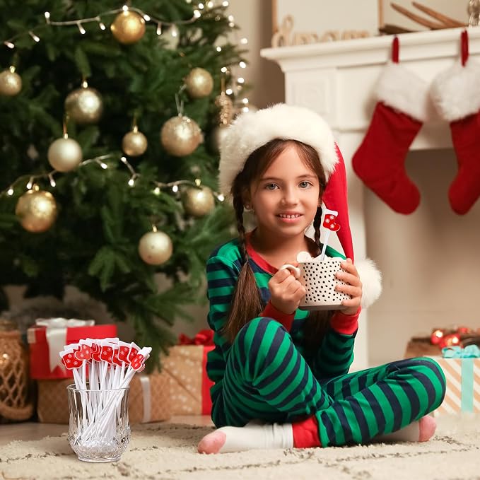 SiliFine 30 Pcs Winter Drink Stirrers Xmas Stir Stick Holiday Coffee Swizzle - Image 2